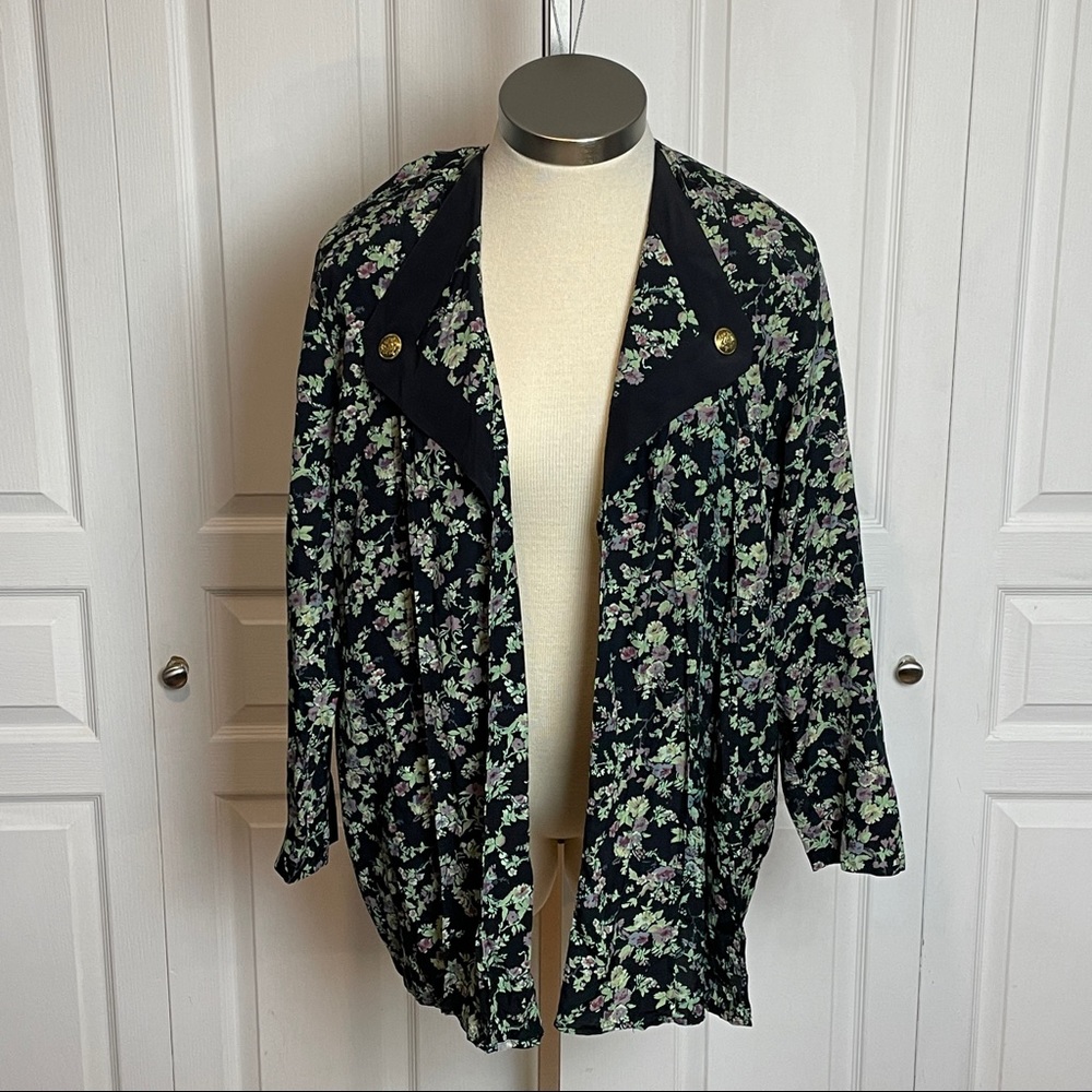 Open Front RETRO 90s Floral Jacket SIZE 16